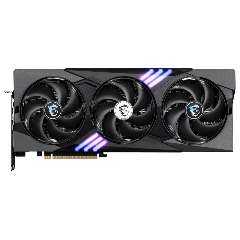Hình ảnh card đồ họa MSI GeForce RTX 5070 Ti Gaming Trio OC Plus chụp từ nhiều góc độ