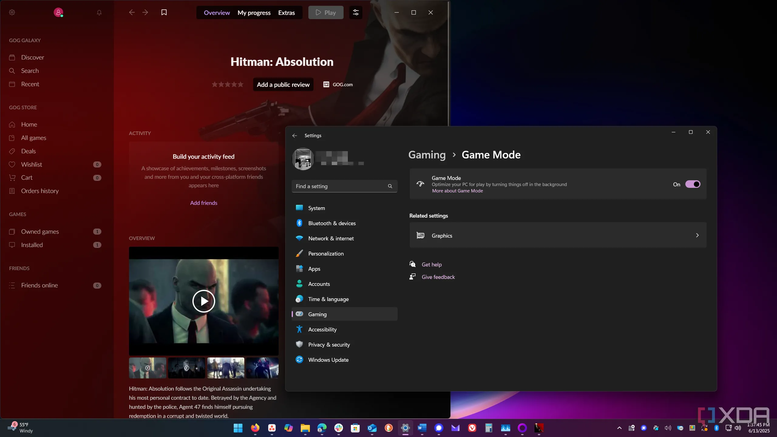 Hình ảnh minh họa bật chế độ Game Mode cho game Hitman Absolution