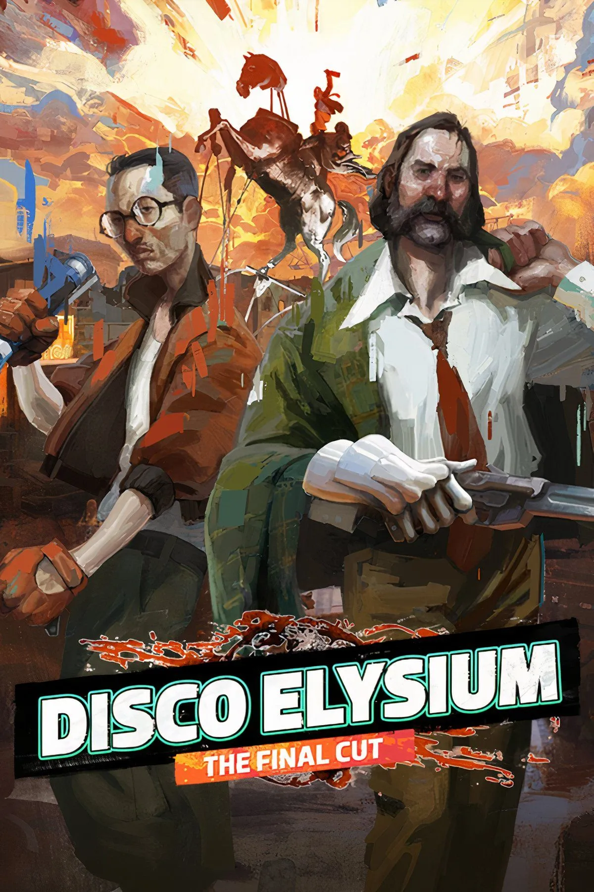 Hình ảnh một cảnh trong game Disco Elysium với nhân vật chính và giao diện đối thoại phức tạp