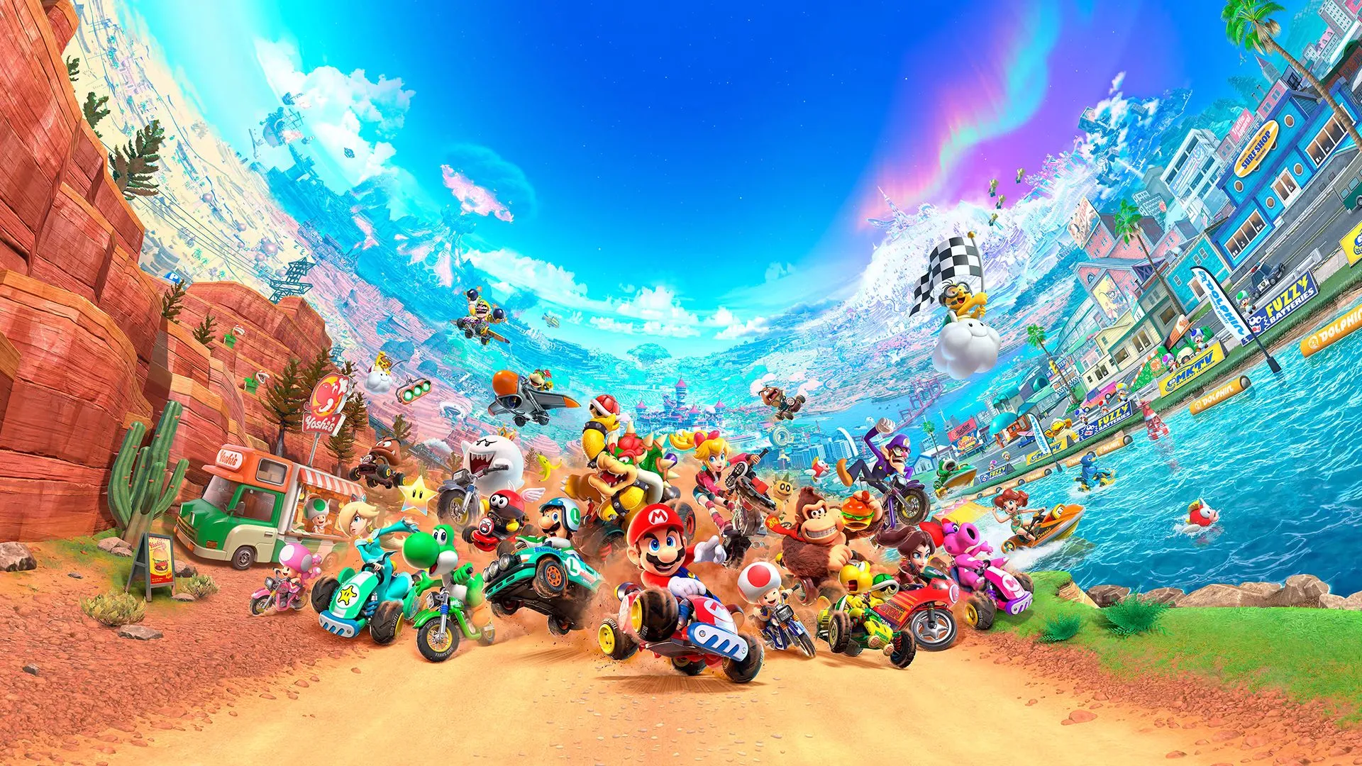Hình ảnh nghệ thuật chính của game Mario Kart World cho Nintendo Switch 2