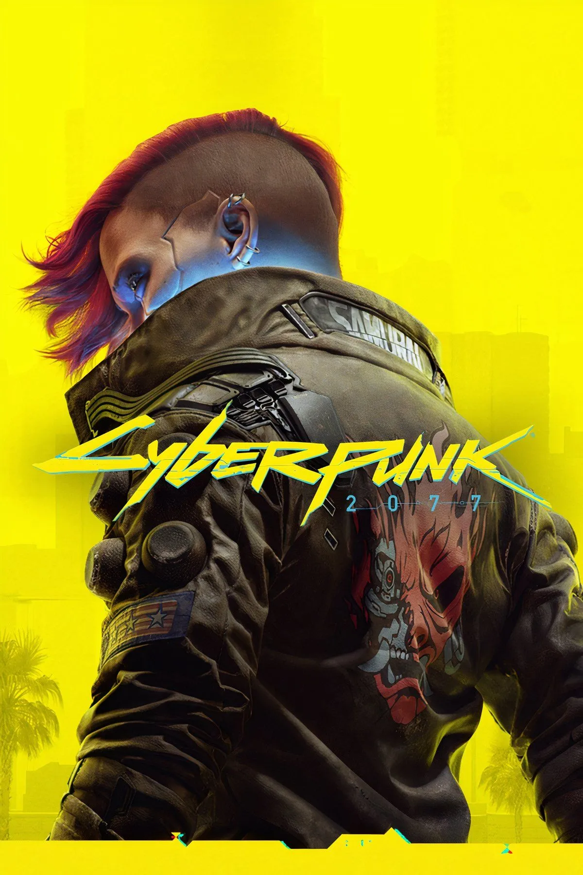 Hình ảnh nhân vật trong game Cyberpunk 2077 đứng giữa thành phố Night City rực rỡ ánh đèn neon và kiến trúc tương lai