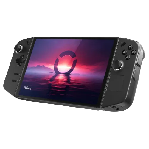 Hình ảnh render máy chơi game cầm tay Lenovo Legion Go với màn hình lớn và tay cầm có thể tháo rời