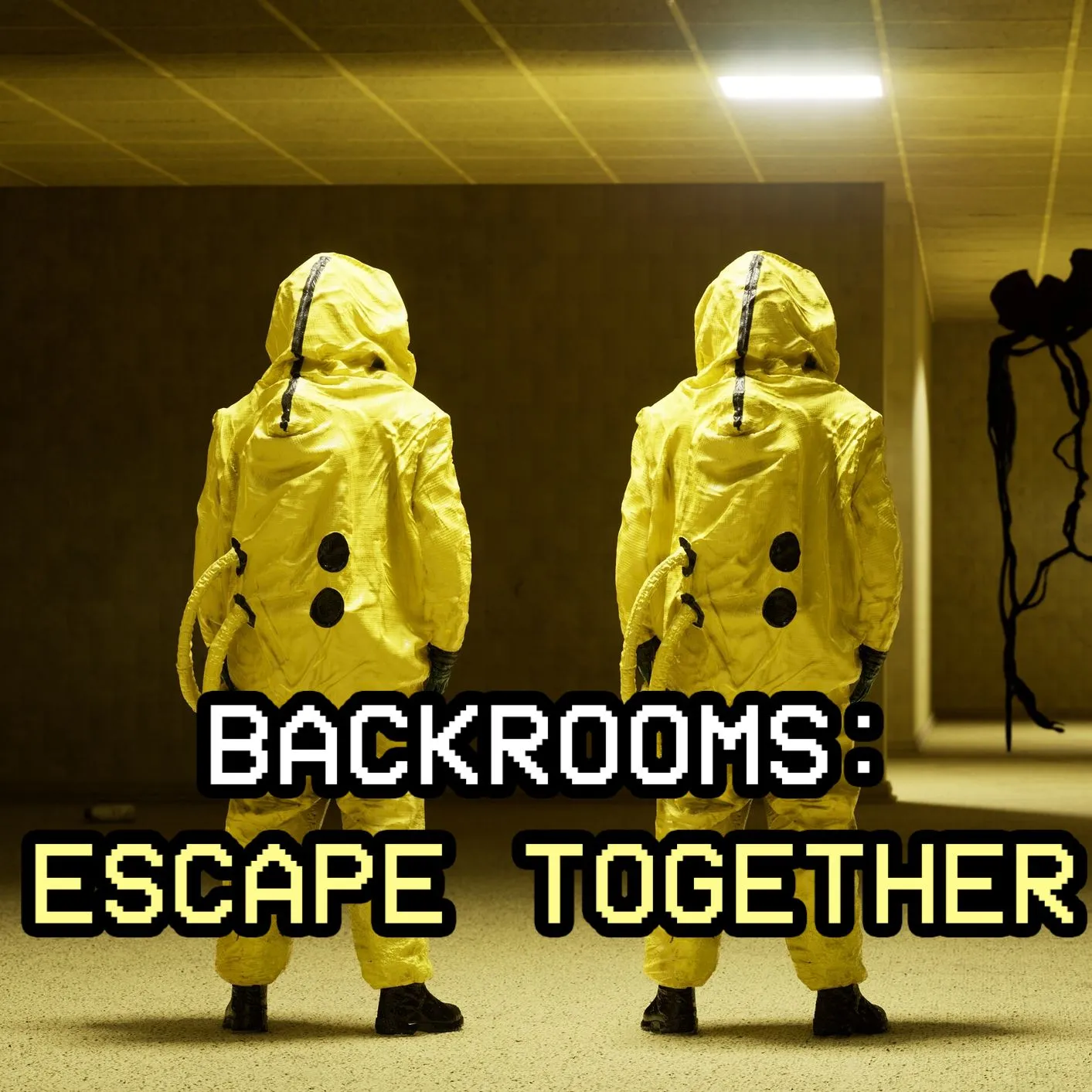 Hình ảnh sản phẩm của game Backrooms: Escape Together, cho thấy môi trường mê cung vô tận của Backrooms với đồ họa chân thực và ánh sáng bí ẩn, tạo cảm giác bị mắc kẹt.