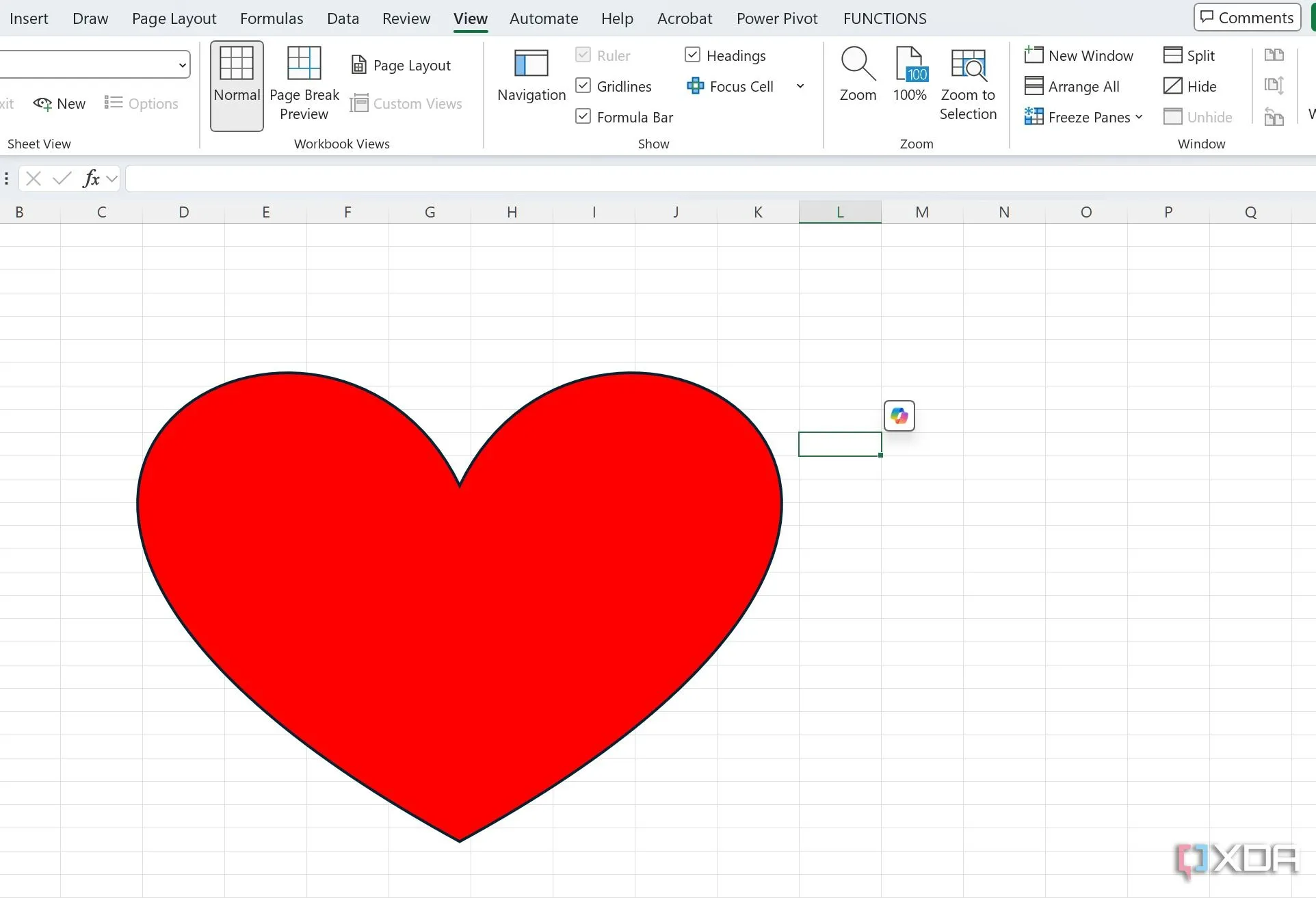 Hình trái tim ấn tượng được tạo ra bằng Excel, dùng trong kịch bản cầu hôn