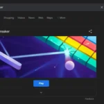 Kết quả tìm kiếm Google hiển thị game Block Breaker với nút Play.