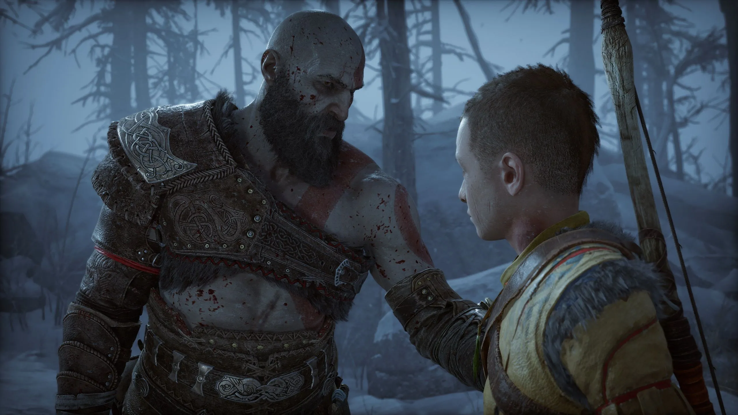 Kratos và Atreus cùng nhau chiến đấu trong siêu phẩm God of War Ragnarök, có sẵn trên PlayStation Plus Premium.