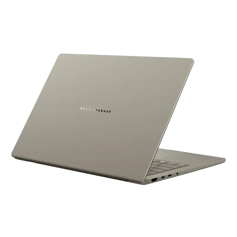 Laptop Asus Zenbook A14 màu be với thiết kế mỏng nhẹ và màn hình OLED hiển thị sắc nét