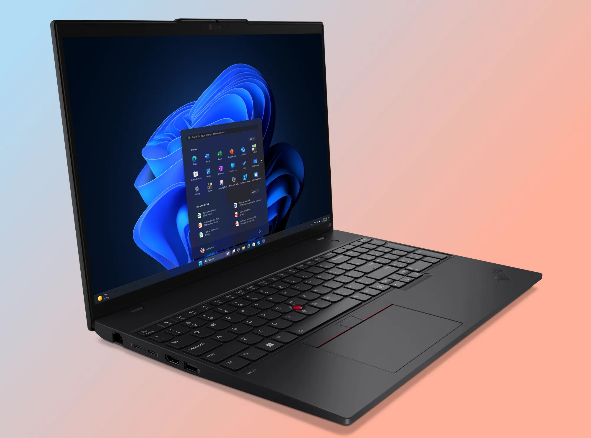 Lenovo ThinkPad L13 Gen 6 với màn hình hiển thị sáng rõ, thể hiện những cải tiến mới của dòng laptop ThinkPad giá phải chăng.