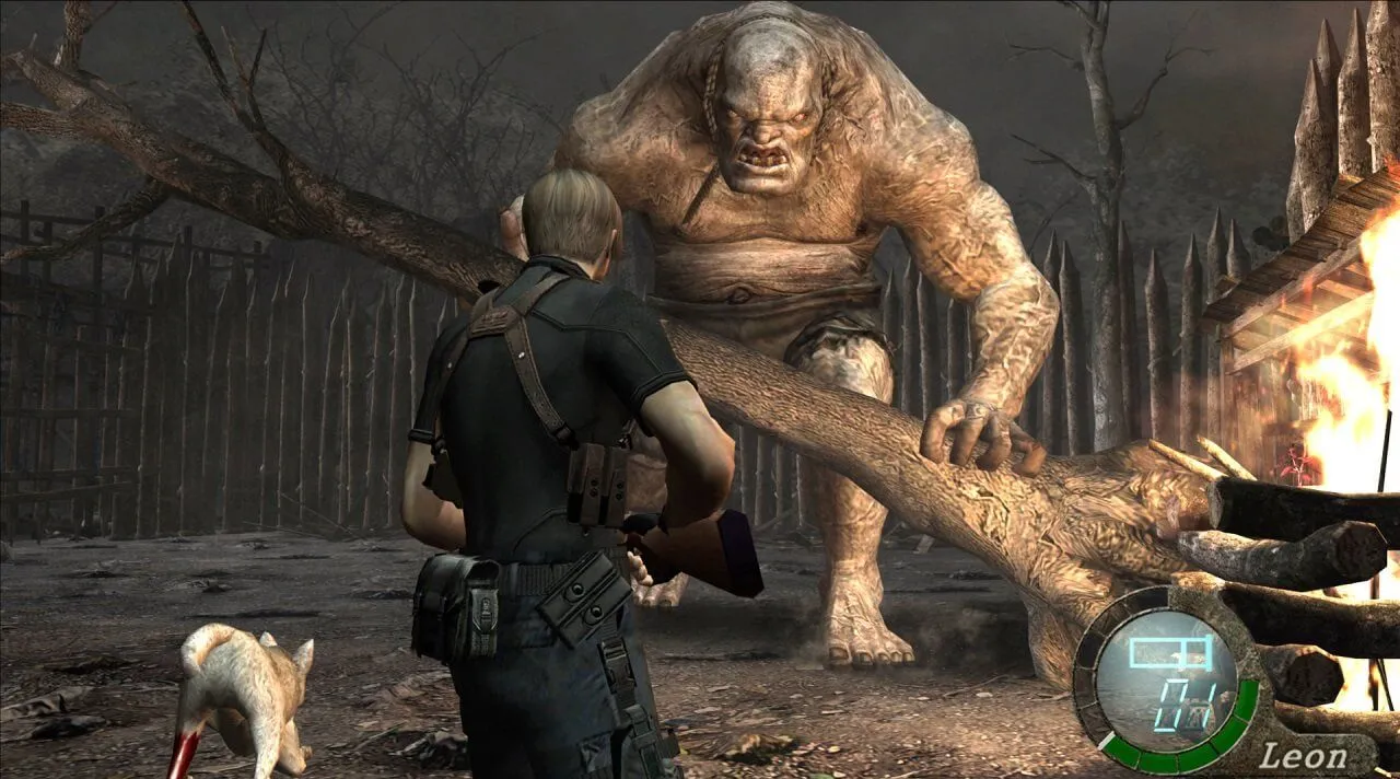 Leon chiến đấu với nhiều kẻ thù trong Resident Evil 4