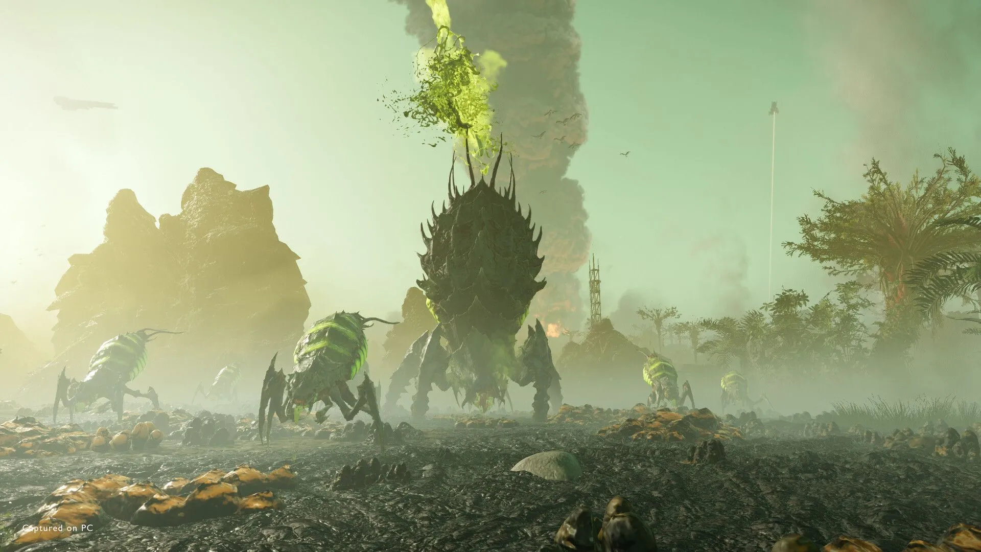Lính Helldivers đối đầu với những kẻ thù bọ hung ác trong game
