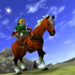 Link cưỡi Epona trong game The Legend of Zelda Ocarina of Time minh họa cơ chế khóa mục tiêu Z-Targeting