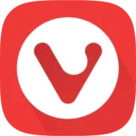 Logo chính thức của trình duyệt Vivaldi với chữ V cách điệu màu xanh tím nổi bật trên nền trắng, thể hiện sự tối ưu và cá nhân hóa.