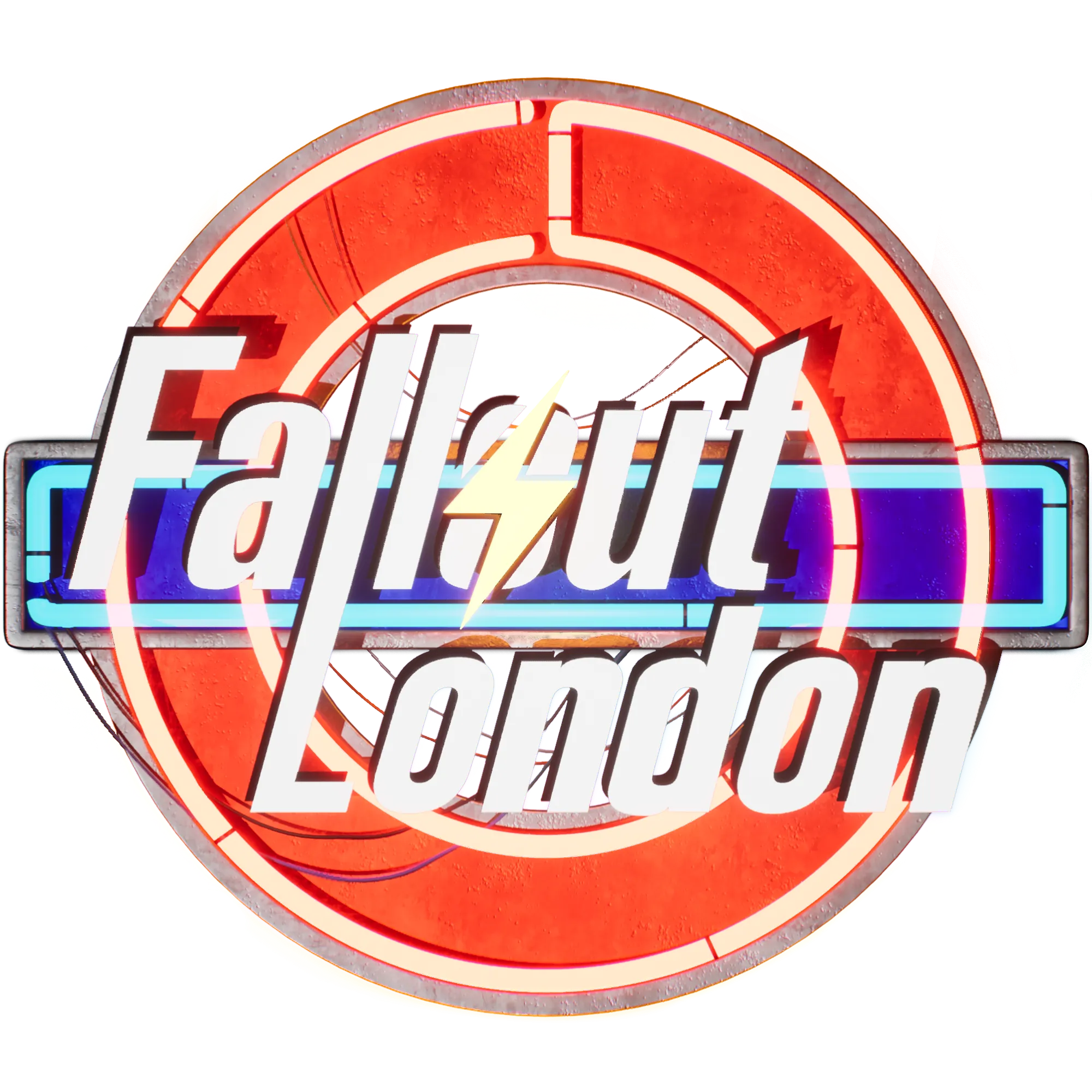Logo của mod Fallout London, với biểu tượng mang phong cách hậu tận thế và nét đặc trưng của London