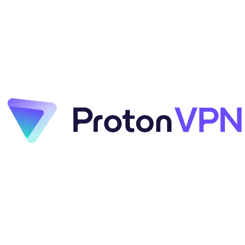 Logo ProtonVPN với hình tam giác lệch tâm màu xanh và tím, biểu tượng cho dịch vụ mạng riêng ảo được mã hóa và bảo mật cao cấp.