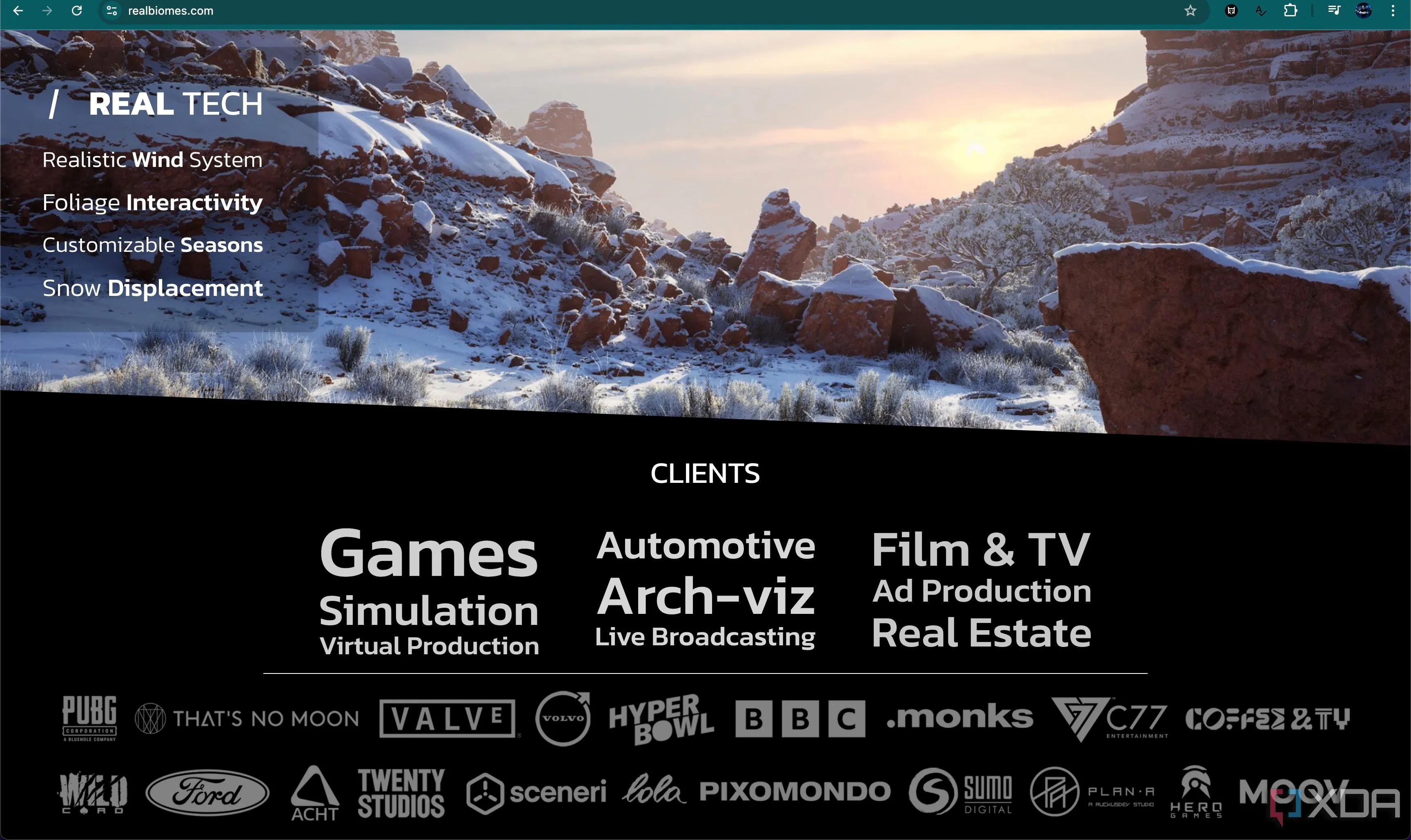 Logo RealBiomes và Valve trên trang web khách hàng