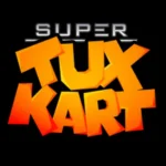 Logo tựa game đua xe kart mã nguồn mở SuperTuxKart với hình chim cánh cụt Tux