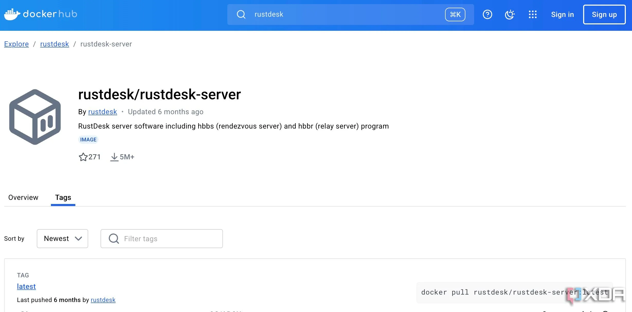 Mã lệnh Docker để triển khai RustDesk server tự host, minh họa khả năng tự quản lý hệ thống điều khiển máy tính từ xa.
