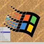 Màn hình desktop Windows 95 với logo đặc trưng của hệ điều hành kinh điển