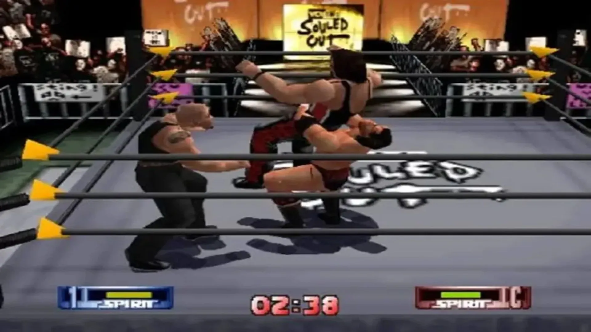 Màn hình gameplay của WCW/nWo Revenge trên Nintendo 64 với các đô vật WCW và nWo