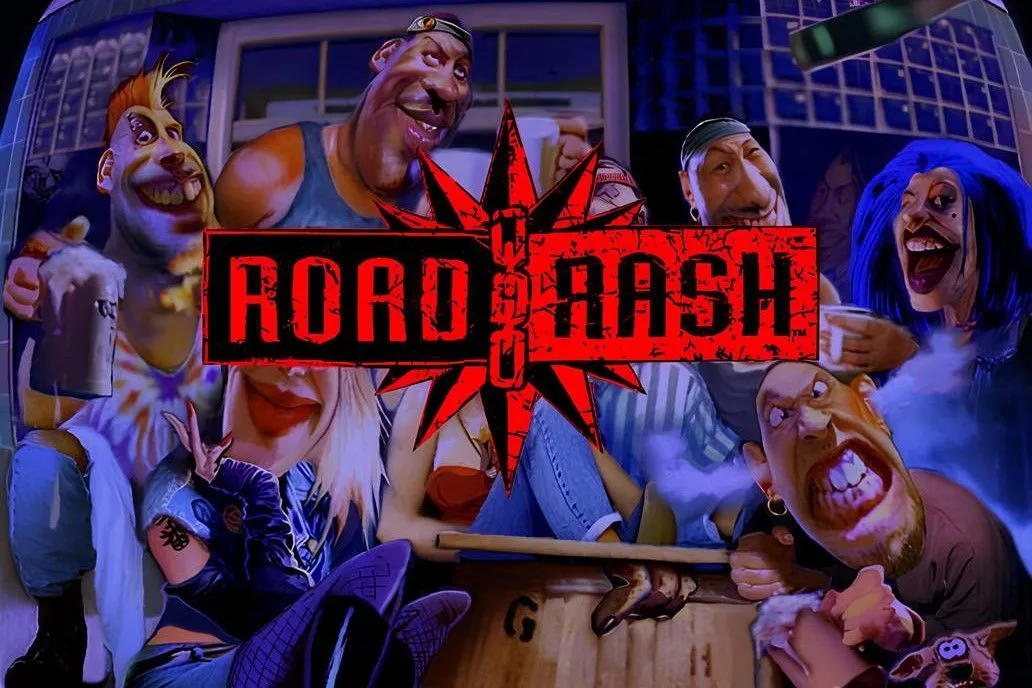 Màn hình menu game đua xe Road Rash, gợi nhớ thời kỳ hoàng kim của mã ăn gian.