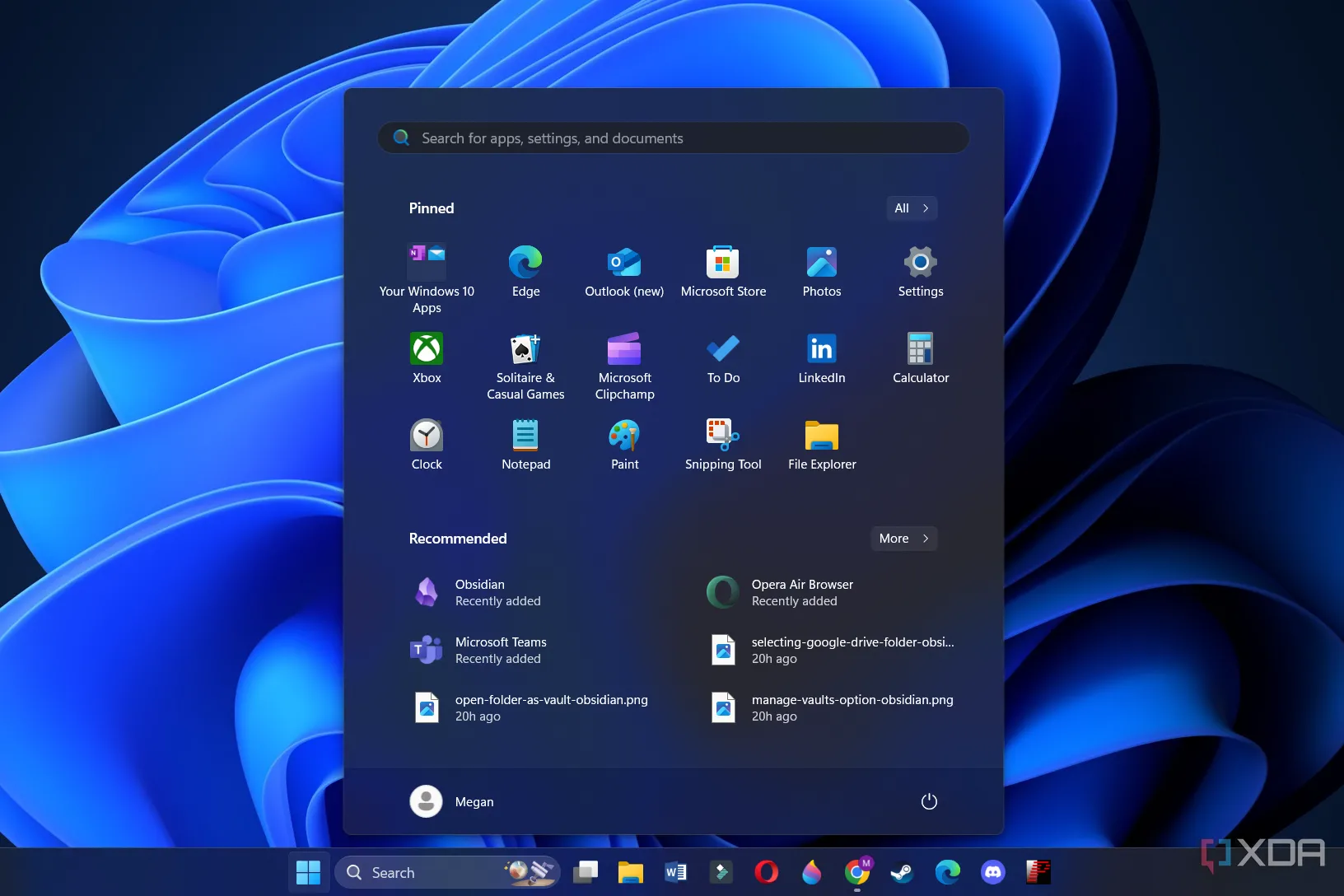 Màn hình Start Menu trên Windows 11 minh họa các yếu tố giao diện người dùng mới được thiết kế lại.