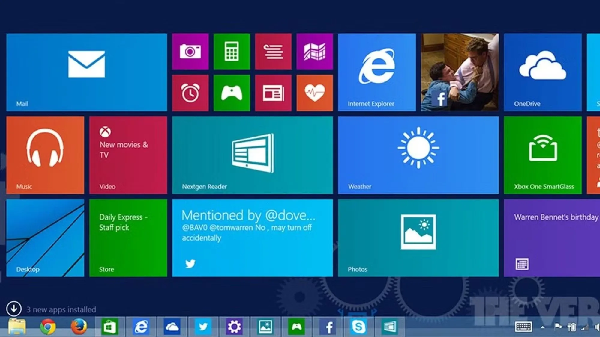 Màn hình Start Windows 8.1 với các ô Live Tile, tượng trưng tính năng UX ẩn.