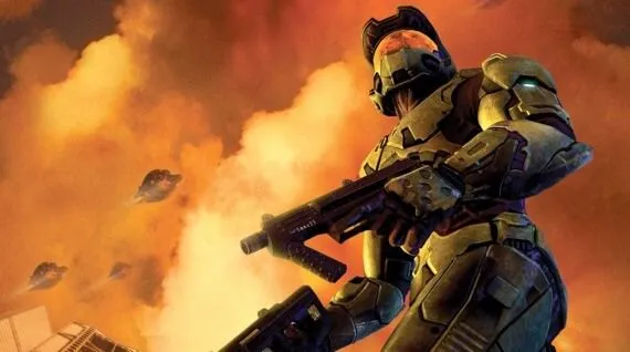 Master Chief trong ảnh bìa game Halo 2, thể hiện sự mạnh mẽ và biểu tượng của nhân vật