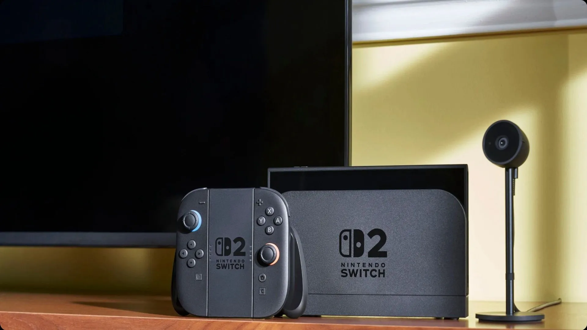 Máy console Nintendo Switch 2 và tay cầm Joy-Con với micro đi kèm