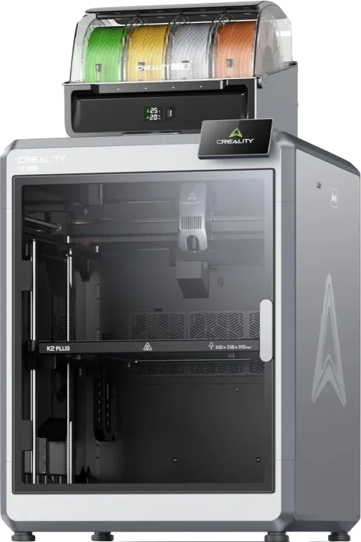 Máy in 3D Creality K2 Plus Combo màu trong suốt, một thiết bị hiện đại để tạo ra các phụ kiện nhà thông minh