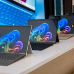 Máy tính Surface Pro với màn hình hiển thị, minh họa lỗ hổng bảo mật hệ điều hành và phần mềm ngay cả khi dùng VPN.
