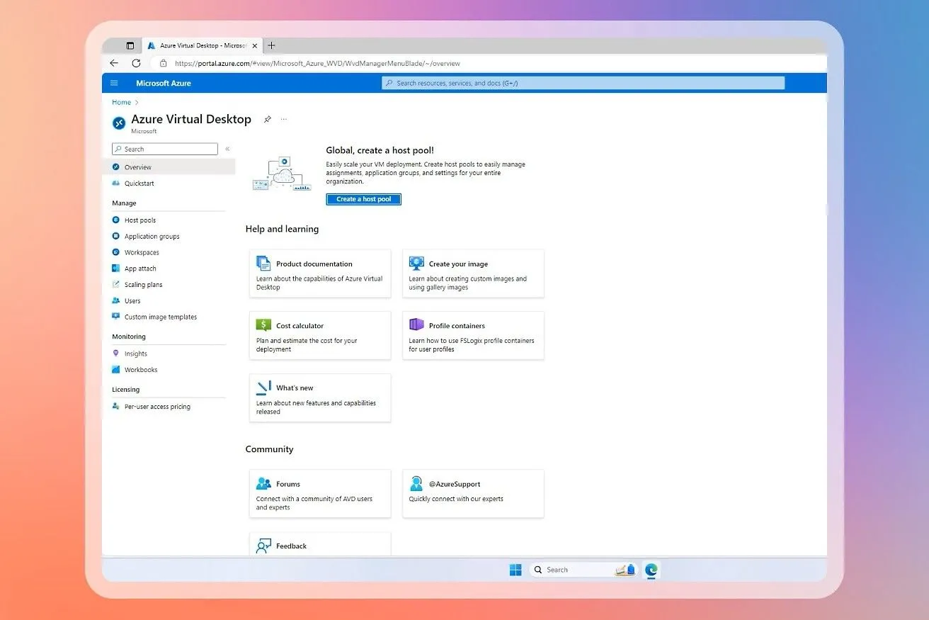 Mô hình máy tính để bàn ảo Azure Virtual Desktop – môi trường dễ bị lỗi cập nhật Windows 11 KB5058405
