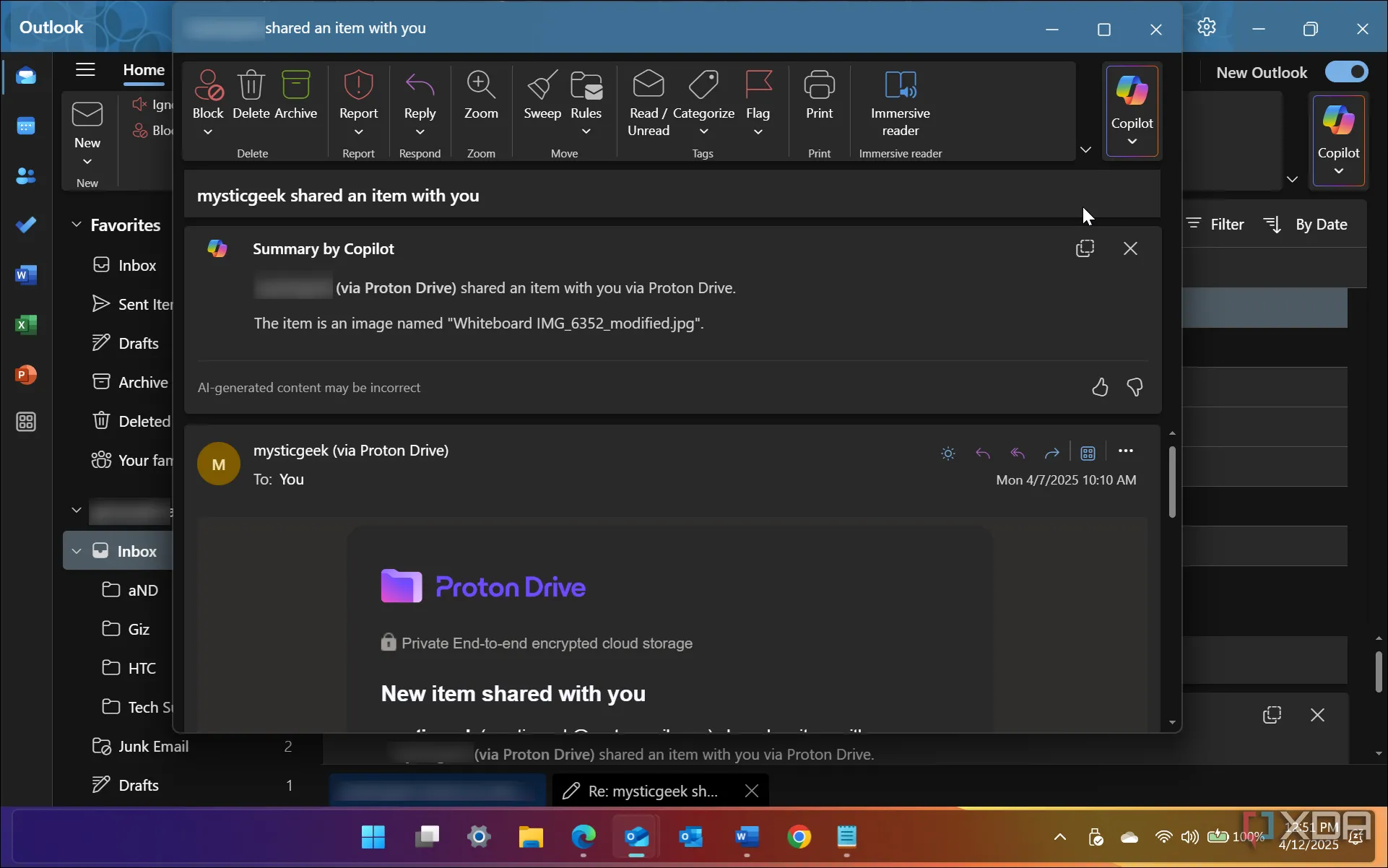 Mô tả tùy chọn tóm tắt email bằng Copilot trong Outlook