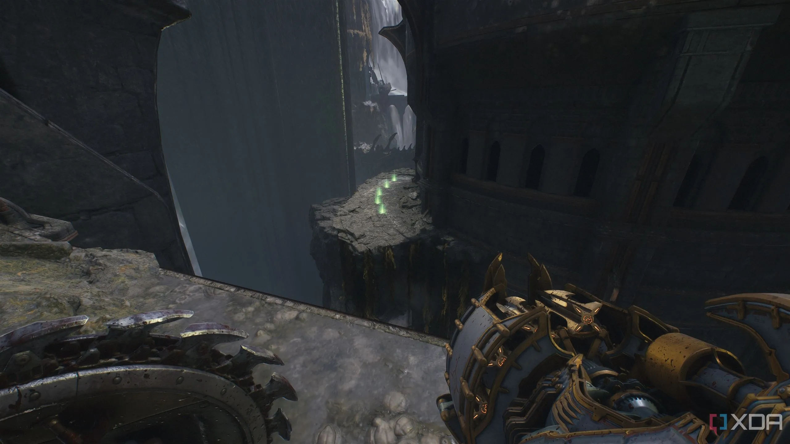 Nền tảng ở xa với một hàng các mảnh giáp trong Chương 14 Doom The Dark Ages.