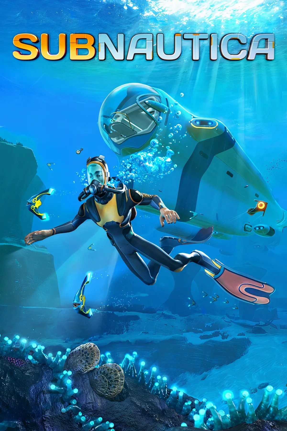 Người chơi đang điều khiển tàu lặn khám phá thế giới dưới nước trong Subnautica