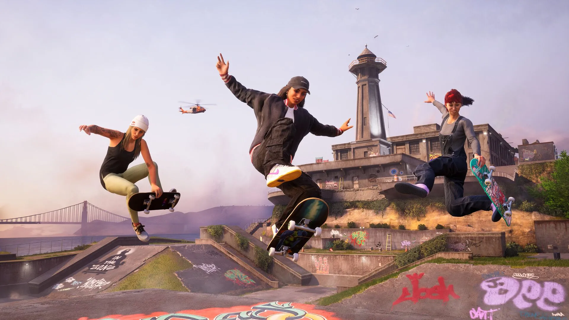 Người chơi thực hiện động tác trượt ván trên đường phố trong Tony Hawk's Pro Skater 3 + 4.