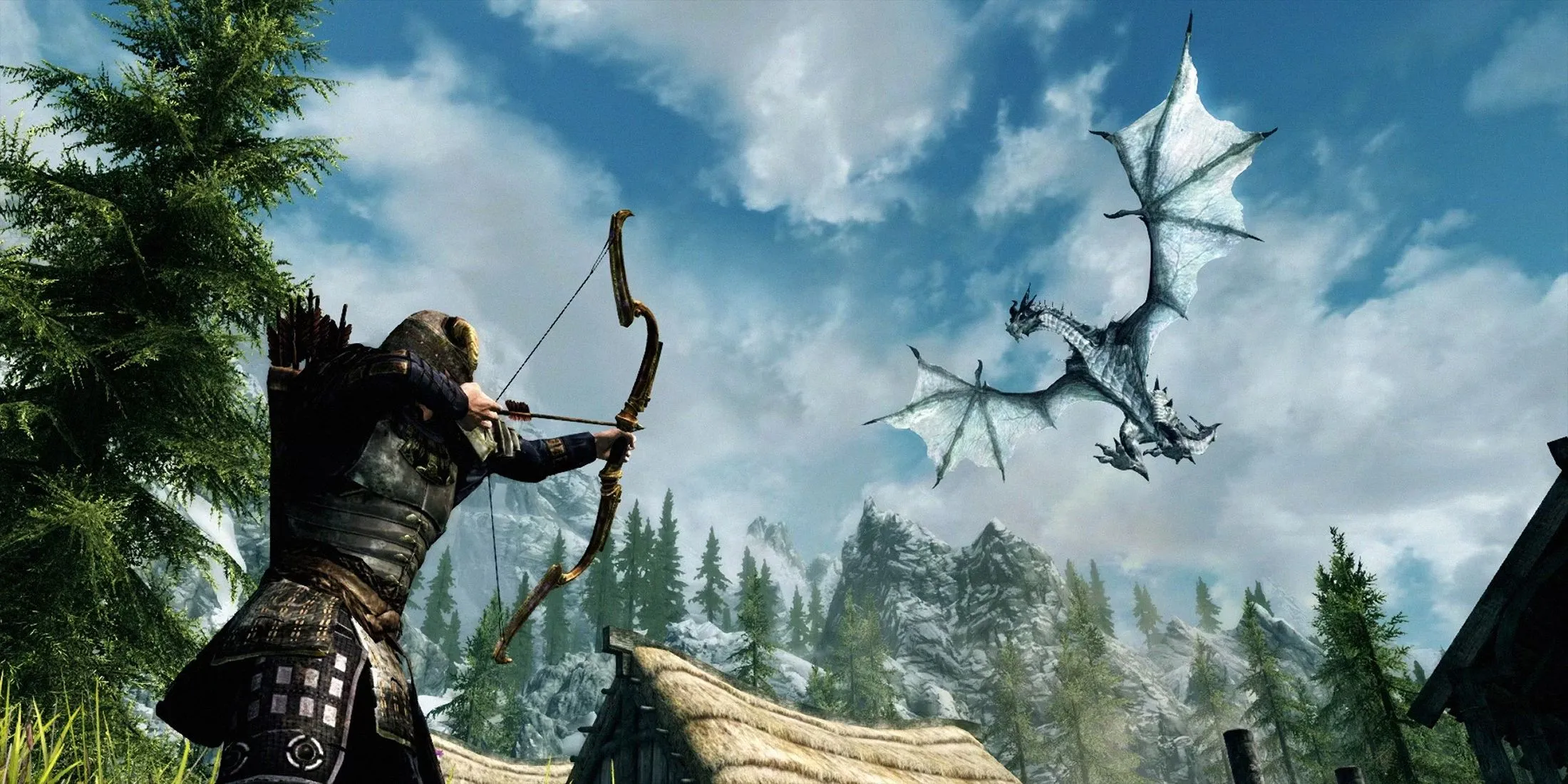 Người chơi thực hiện kỹ năng Shout huyền thoại của Dragonborn trong game Skyrim