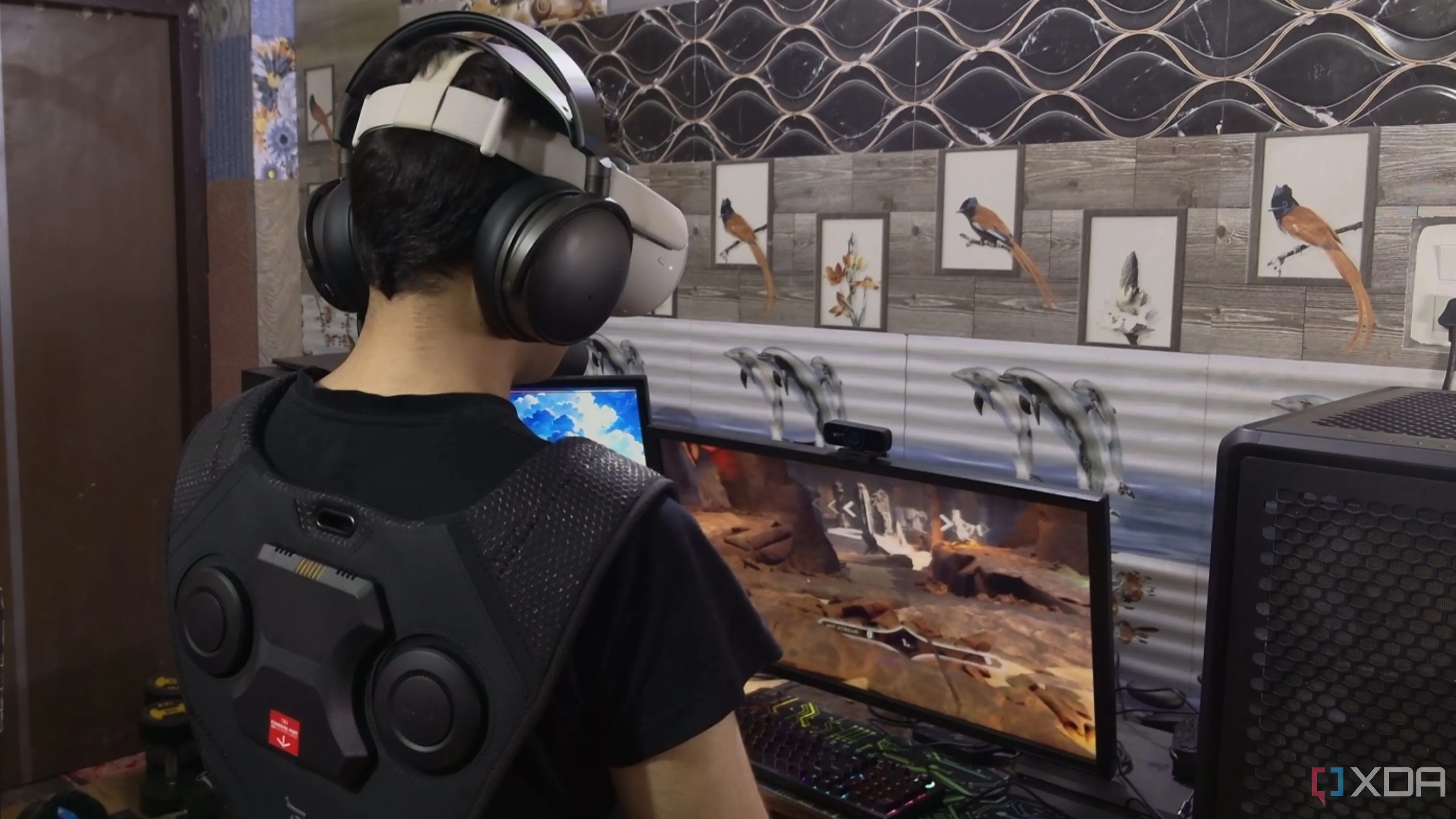 Người chơi trải nghiệm game Metal Hellsinger VR khi đeo Woojer Vest 3