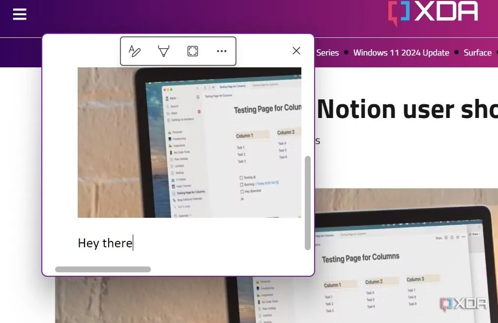 Người dùng đang thao tác ghi chú trên ứng dụng OneNote của Microsoft trên thiết bị Windows.