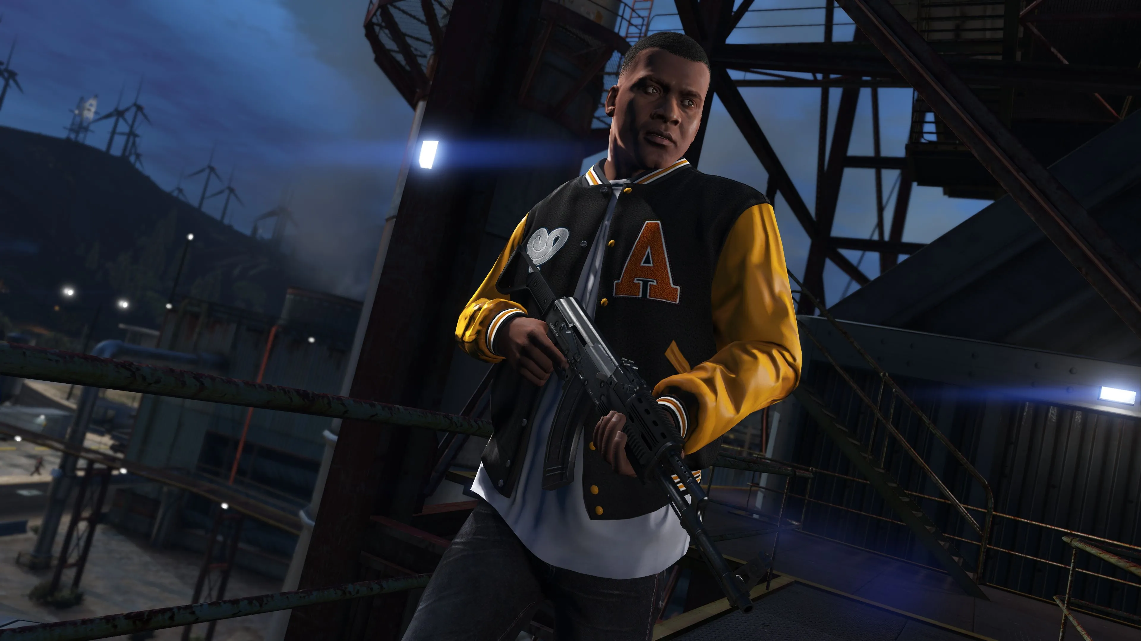 Nhân vật game Grand Theft Auto đứng trên đường phố đêm, hình ảnh minh họa cho thông báo về ngày phát hành GTA 6 của Rockstar Games