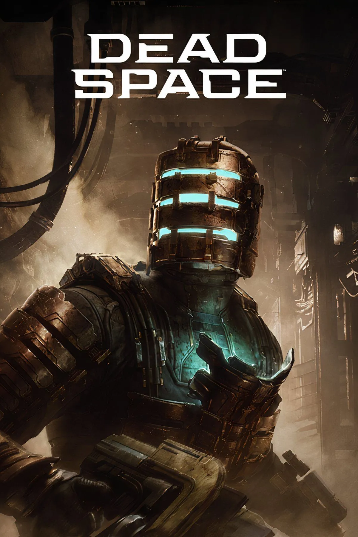 Nhân vật Isaac Clarke đối mặt với Necromorph trong hành lang tối tăm của con tàu USG Ishimura trong game kinh dị Dead Space.