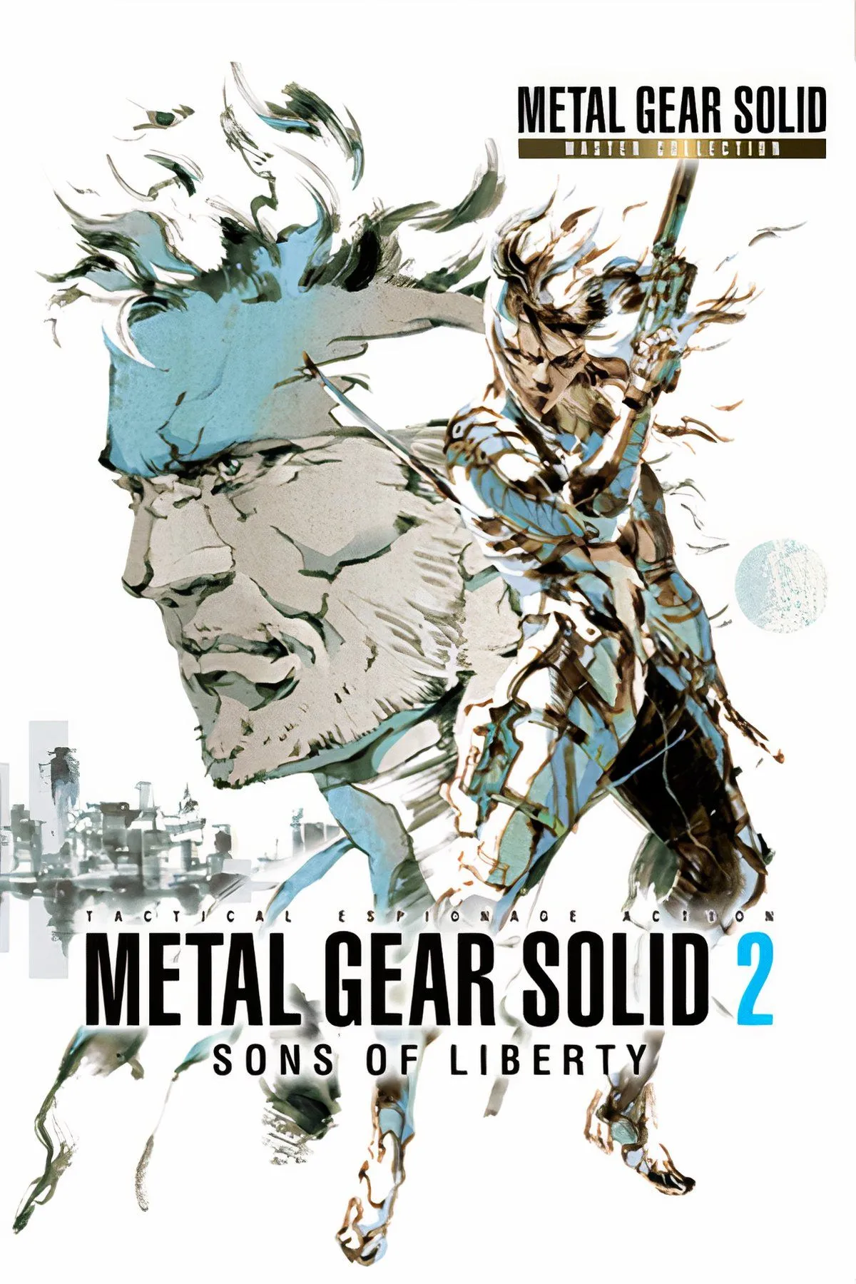 Nhân vật Raiden trong Metal Gear Solid 2 đang ẩn nấp trong một hành lang kim loại với khẩu súng chĩa về phía trước.