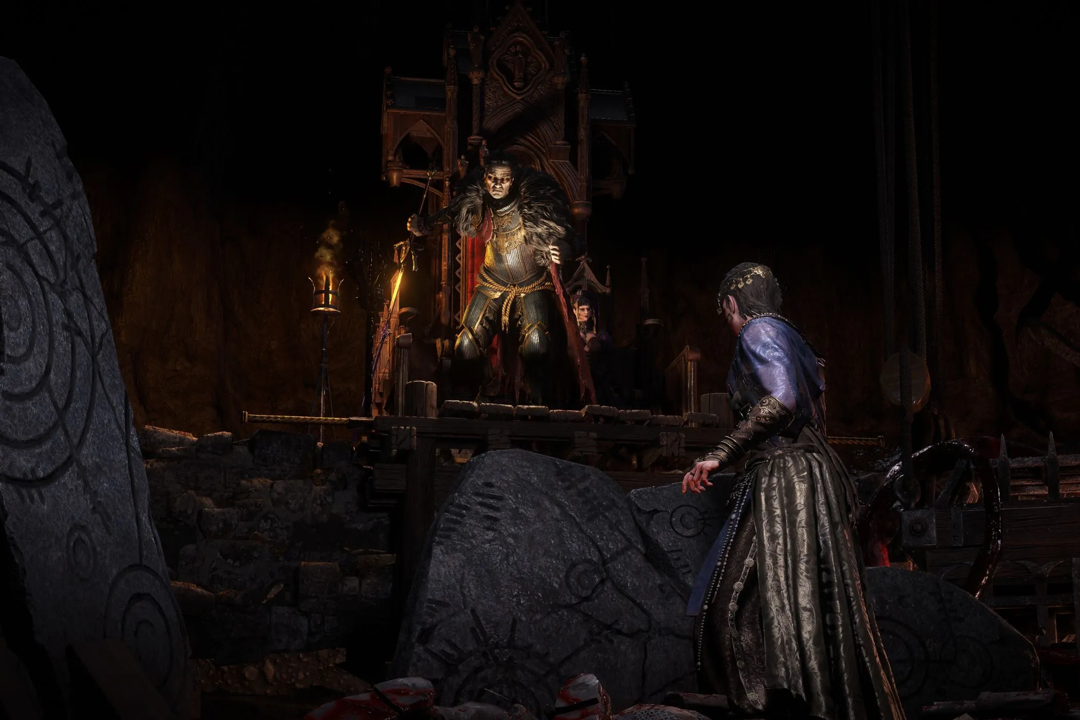 Nữ phù thủy đối mặt với Baron trong Màn Một của Path of Exile 2