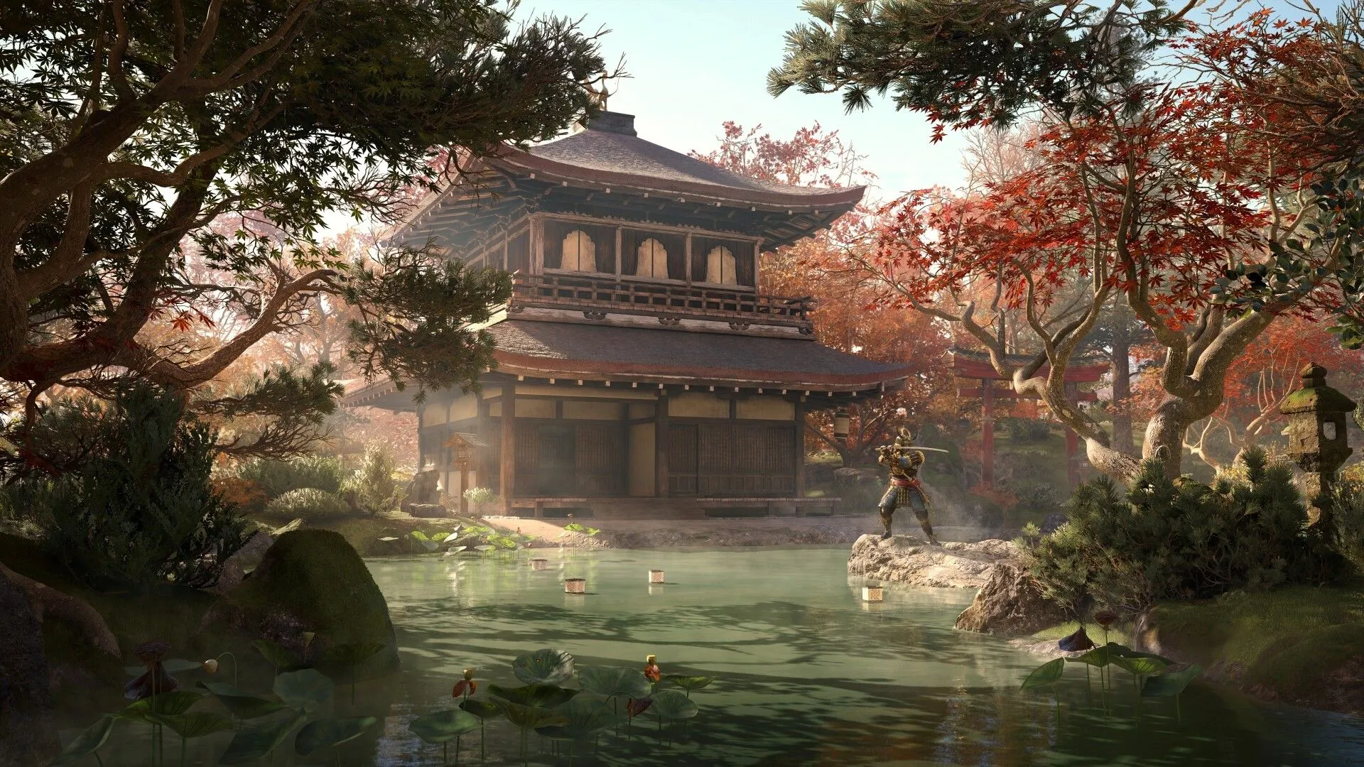 Nữ sát thủ Naoe thực hiện pha parkour mượt mà trên nóc nhà cổ điển Nhật Bản trong Assassin's Creed Shadows, thể hiện sự trở lại của động lực di chuyển.