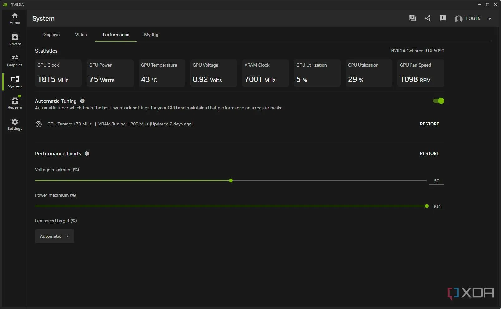 Nvidia App tính năng ép xung tự động tăng hiệu suất GPU