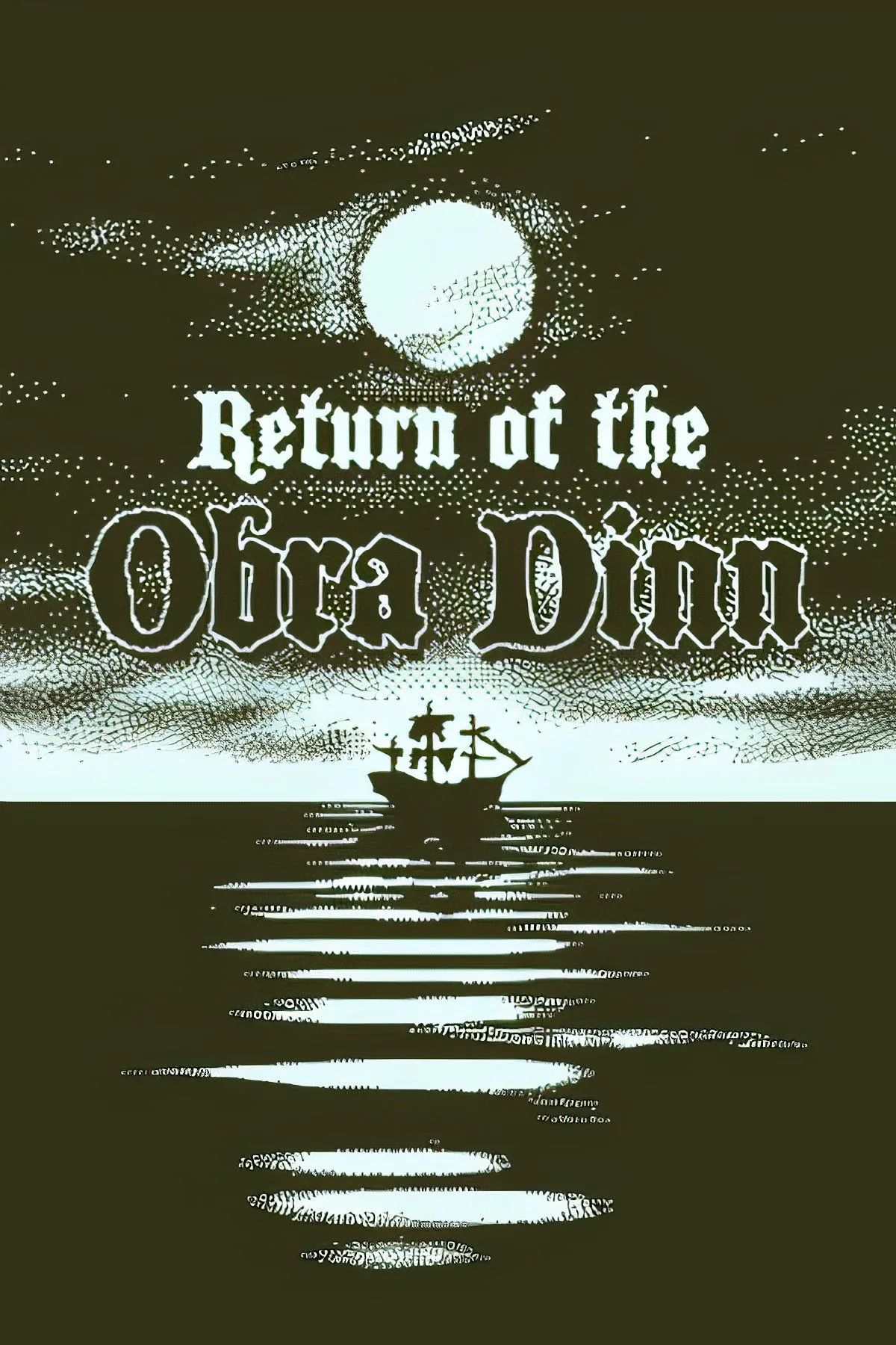 Phong cách đồ họa đơn sắc trong Return of the Obra Dinn, thể hiện cảnh quan tàu Obra Dinn và các manh mối