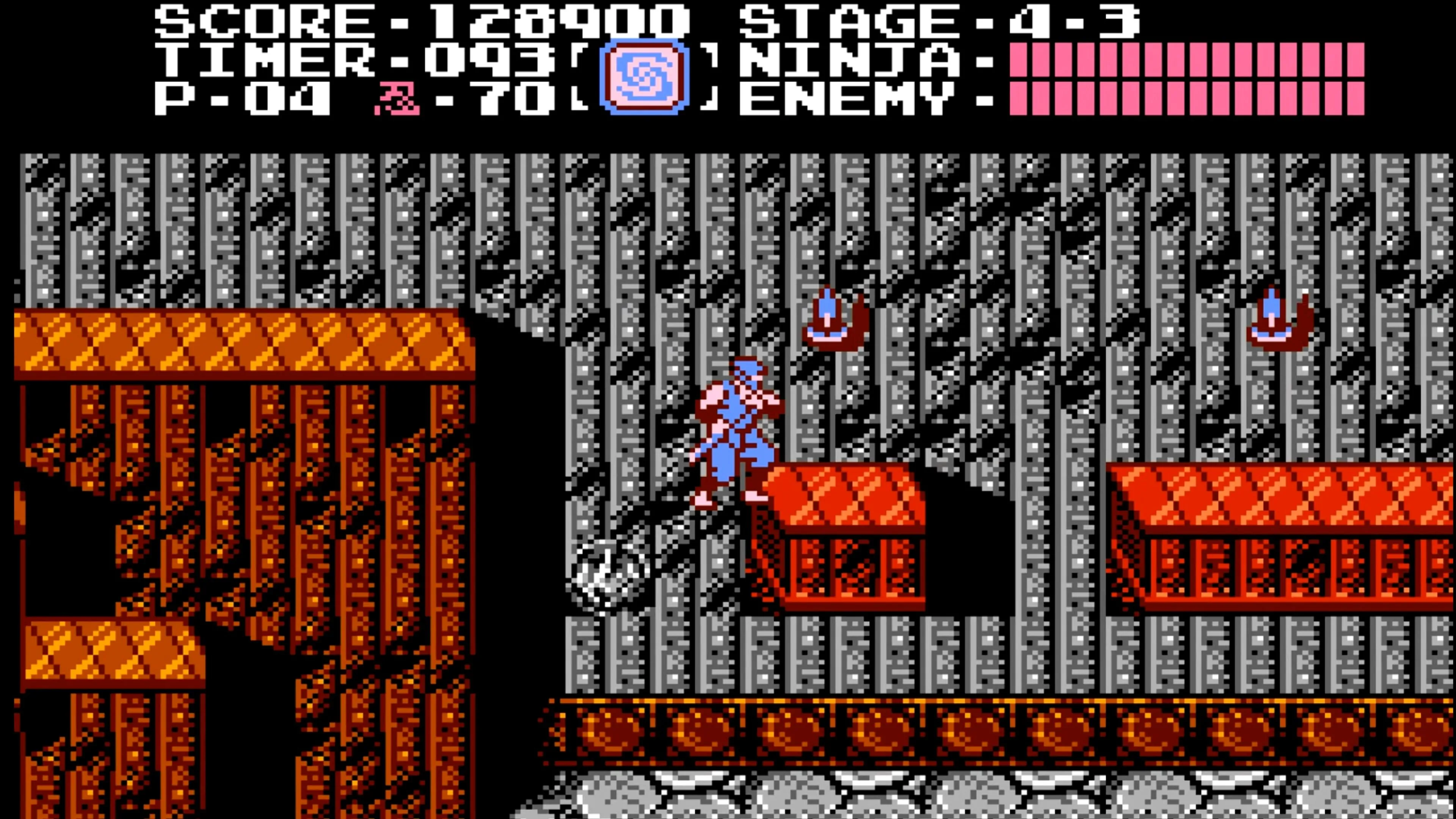 Phong cách đồ họa retro của Ninja Gaiden trên hệ máy NES.