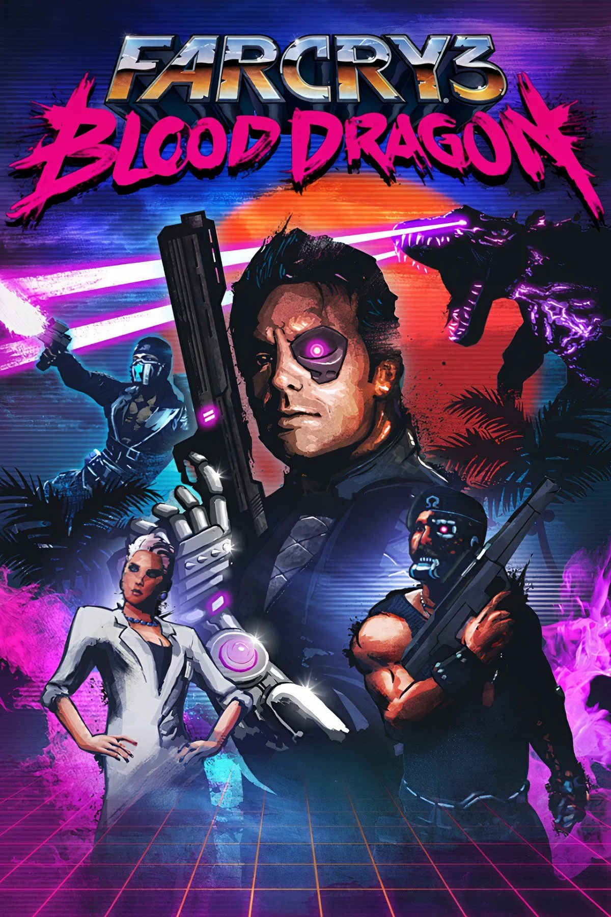 Phong cách neon và synthwave đặc trưng của Far Cry 3 Blood Dragon với Sergeant Rex Colt