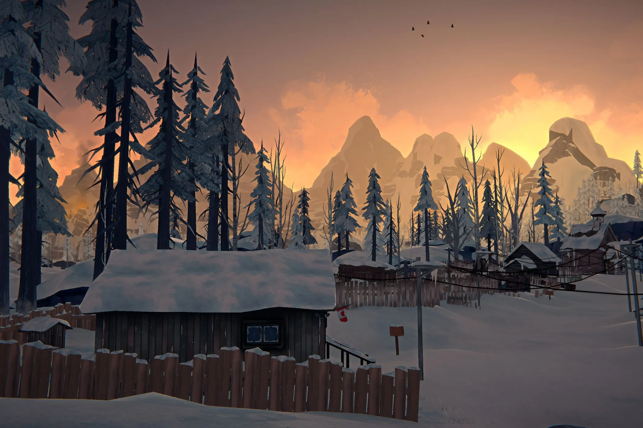 Phong cảnh mùa đông tuyết phủ trong game sinh tồn The Long Dark