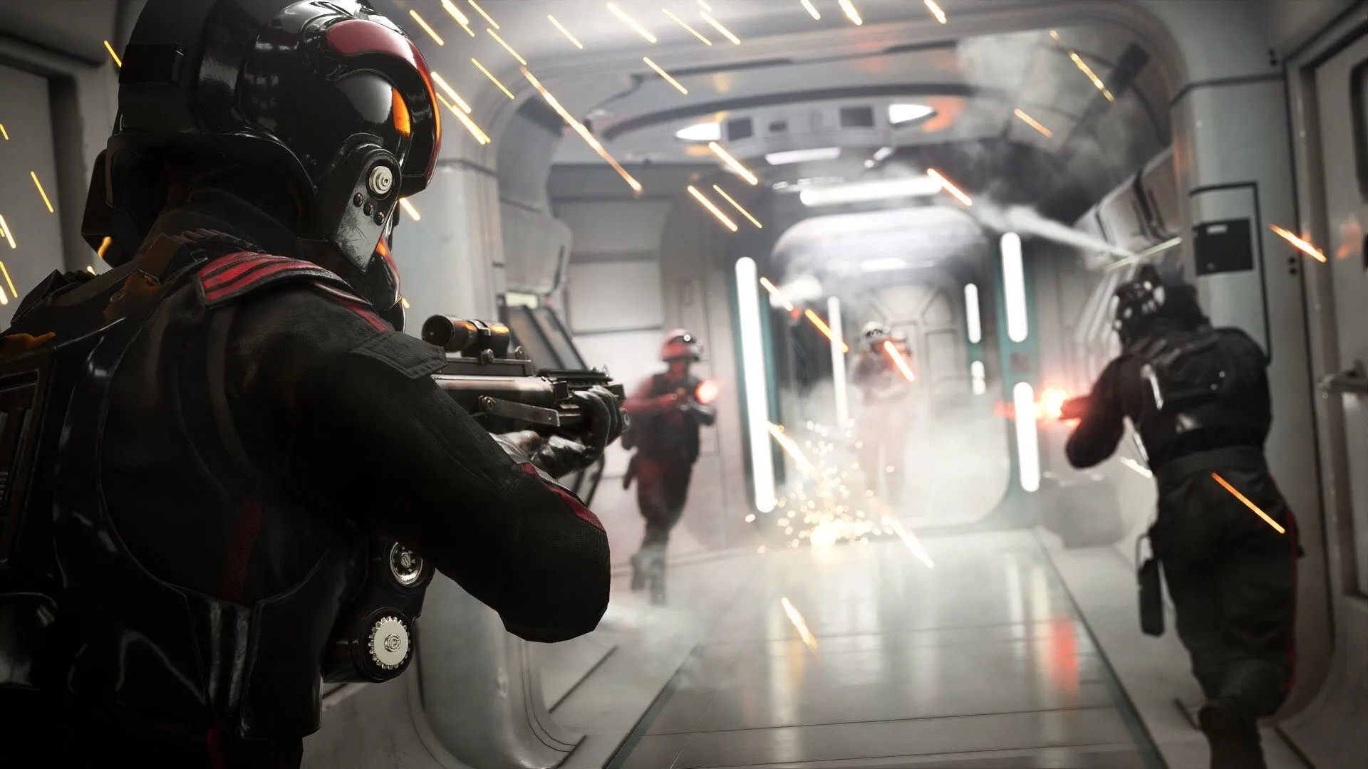 Quân đội Đế chế và phe Nổi dậy giao tranh trong hành lang ở Star Wars Battlefront 2, minh họa tiềm năng cho bản đồ mới.