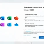 Quảng cáo Microsoft 365 xuất hiện trong quá trình cài đặt Windows 11, minh họa việc Microsoft thúc đẩy đăng ký dịch vụ.